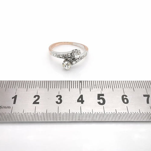 Bague 60 Bague toi et moi en or rose 18K, argent et diamants 58 Facettes Bague toi et moi en or argent et diamants