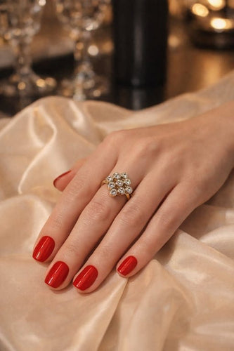 Bague 53 Bague en or jaune 18K à diamants taille brillant, motif losange 58 Facettes 40433