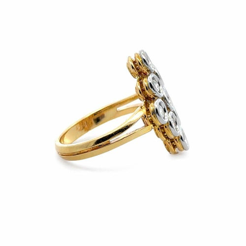 Bague 53 Bague en or jaune 18K à diamants taille brillant, motif losange 58 Facettes 40433