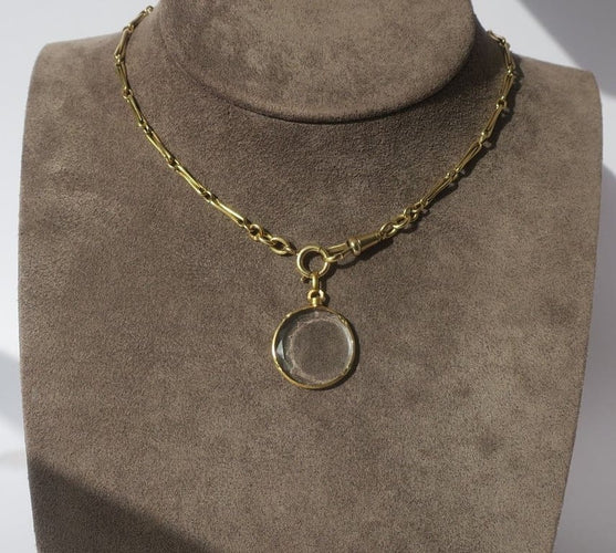 Pendentif Pendentif porte-photo XIXe siècle en or rose 18 carats et verre 58 Facettes Pendentif