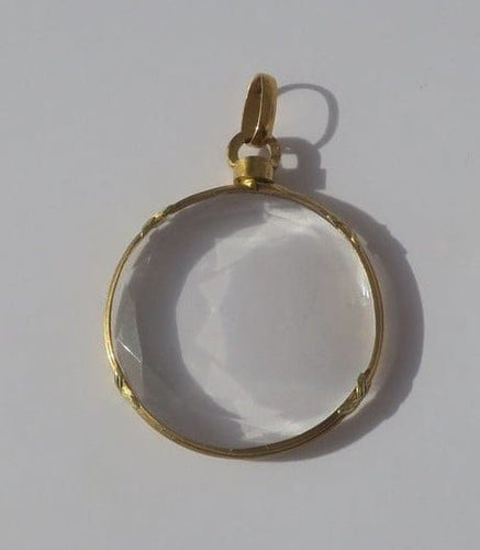 Pendentif Pendentif porte-photo XIXe siècle en or rose 18 carats et verre 58 Facettes Pendentif