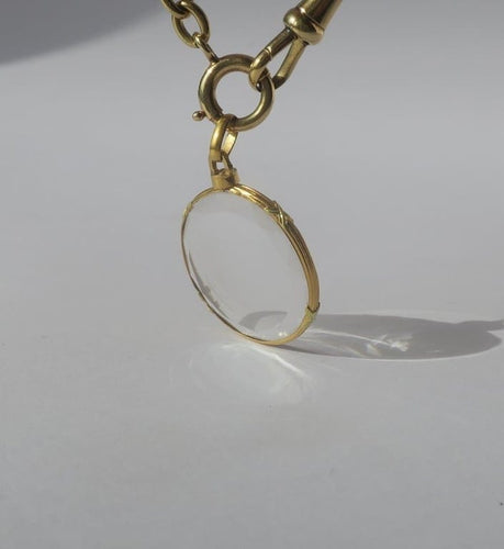 Pendentif Pendentif porte-photo XIXe siècle en or rose 18 carats et verre 58 Facettes Pendentif