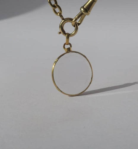 Pendentif Pendentif porte-photo XIXe siècle en or rose 18 carats et verre 58 Facettes Pendentif