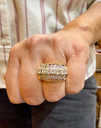 Bague 62 Bague ancienne ajourée en or jaune 18 carats, platine et diamants 58 Facettes ac12805