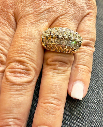 Bague 62 Bague ancienne ajourée en or jaune 18 carats, platine et diamants 58 Facettes ac12805