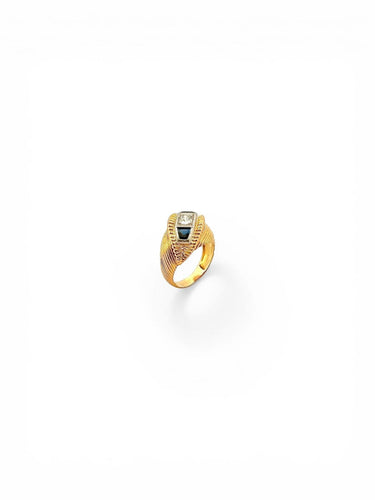 Bague Bague rétro en or jaune, platine, saphirs et diamant 58 Facettes ac12805