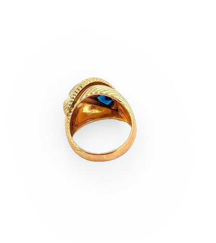 Bague Bague rétro en or jaune, platine, saphirs et diamant 58 Facettes ac12805