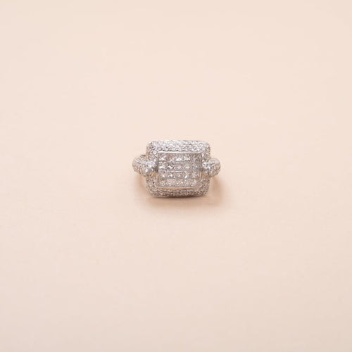 Bague 53 Bague chevalière en or gris 18 carats et diamants 58 Facettes 794077
