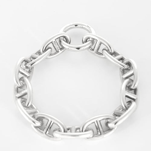 Pendentif Hermès - Chaîne d'ancre - Pendentif rond en argent et cordelière en coton noir 58 Facettes 58FC38