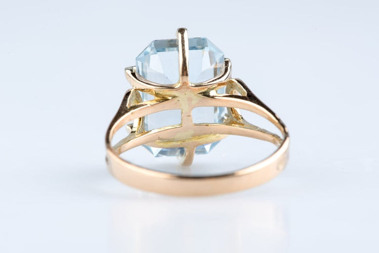 Bague 56 Bague topaze bleue en or blanc 18K 58 Facettes BGTOPOC622-107