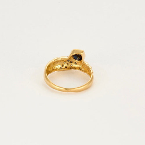 Bague 51.5 Bague Tressée en Or Jaune, Saphir de 1ct, Diamants 58 Facettes NAR0193