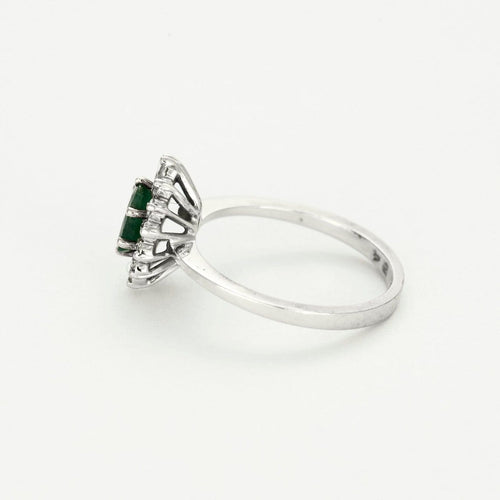 Bague 53 Bague marguerite or blanc, émeraude et diamants 58 Facettes GU178