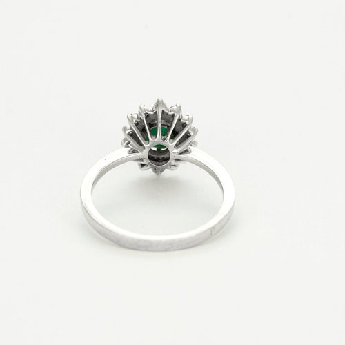 Bague 53 Bague marguerite or blanc, émeraude et diamants 58 Facettes GU178