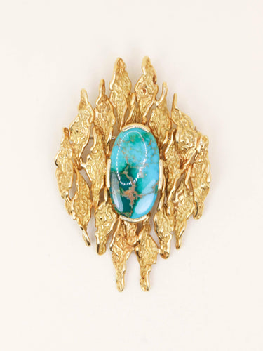 Pendentif Broche Pendentif or jaune turquoise matrix 58 Facettes 1221