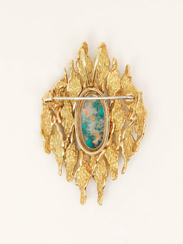 Pendentif Broche Pendentif or jaune turquoise matrix 58 Facettes 1221