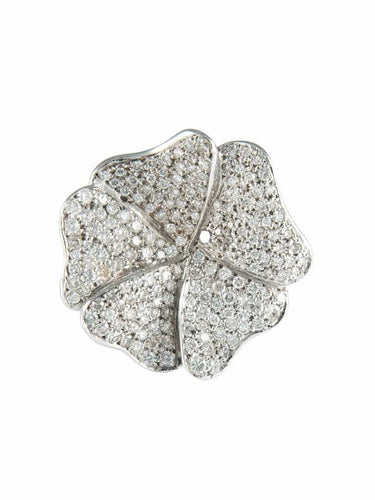 Bague 55 Bague fleur pavée de diamants en or blanc 750/1000 58 Facettes