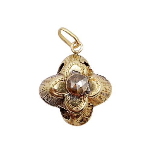 Pendentif Pendentif victorien en or 18k et diamant taille rose 58 Facettes A02334