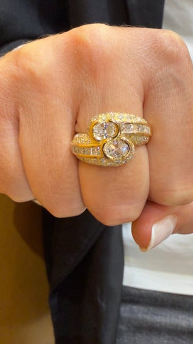 Bague 58 Bague Toi et Moi bombée en or jaune 18 carats et diamants 58 Facettes SKU