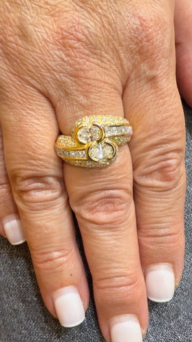 Bague 58 Bague Toi et Moi bombée en or jaune 18 carats et diamants 58 Facettes SKU