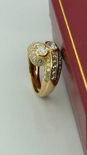 Bague 58 Bague Toi et Moi bombée en or jaune 18 carats et diamants 58 Facettes SKU