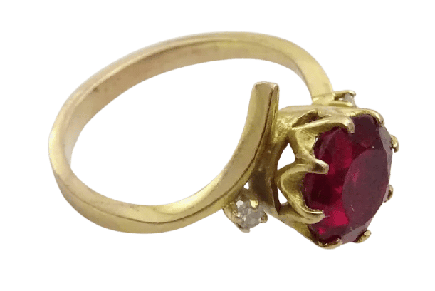 Bague 52 Bague vintage en or 18 carats avec spinelle ? et diamants 58 Facettes ring 20