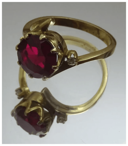 Bague 52 Bague vintage en or 18 carats avec spinelle ? et diamants 58 Facettes ring 20