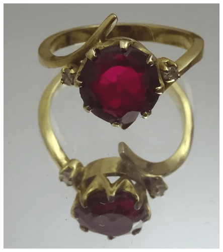 Bague 52 Bague vintage en or 18 carats avec spinelle ? et diamants 58 Facettes ring 20