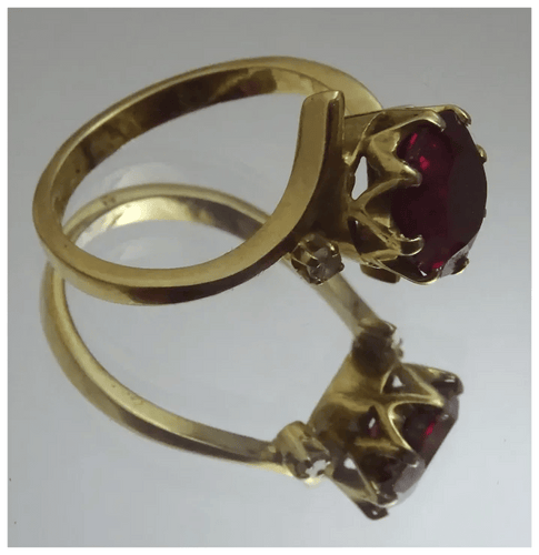 Bague 52 Bague vintage en or 18 carats avec spinelle ? et diamants 58 Facettes ring 20