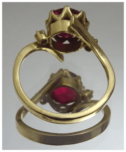 Bague 52 Bague vintage en or 18 carats avec spinelle ? et diamants 58 Facettes ring 20