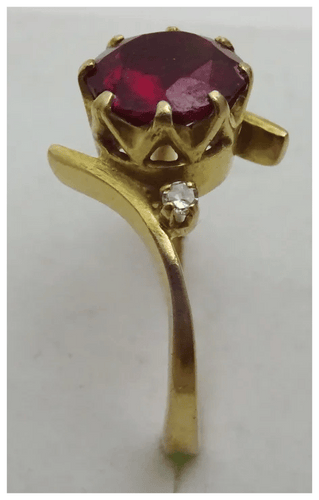 Bague 52 Bague vintage en or 18 carats avec spinelle ? et diamants 58 Facettes ring 20