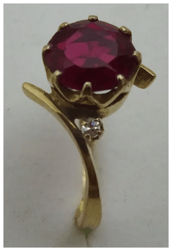 Bague 52 Bague vintage en or 18 carats avec spinelle ? et diamants 58 Facettes ring 20