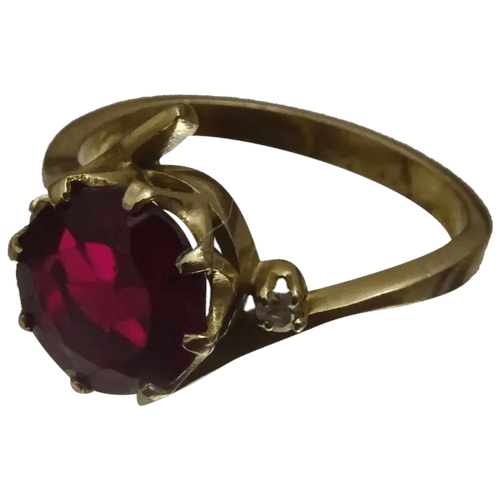 Bague 52 Bague vintage en or 18 carats avec spinelle ? et diamants 58 Facettes ring 20