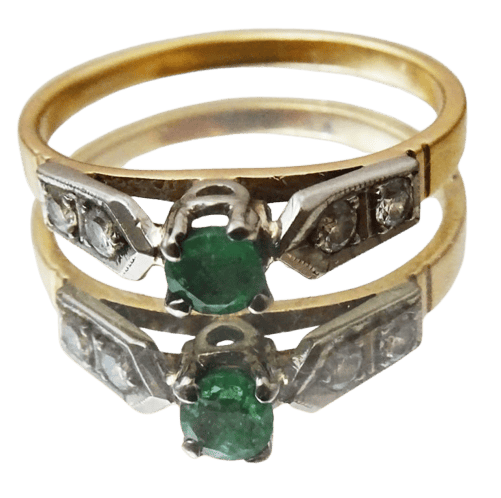 Bague 60 Bague vintage en or 14 carats avec émeraude et diamants 58 Facettes ring 22