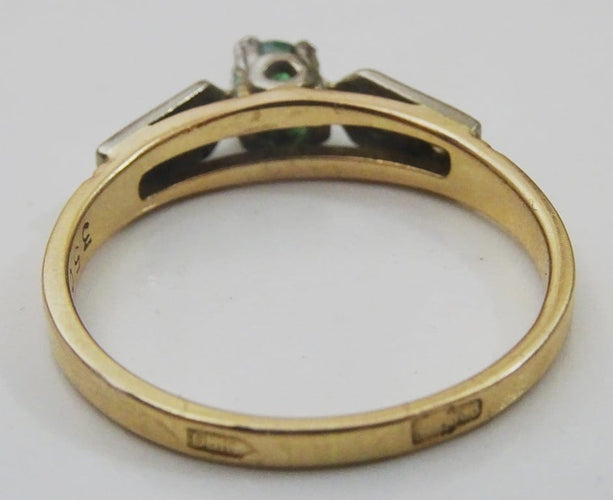 Bague 60 Bague vintage en or 14 carats avec émeraude et diamants 58 Facettes ring 22