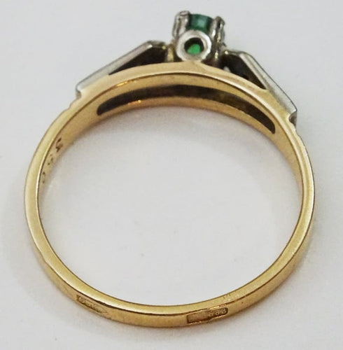 Bague 60 Bague vintage en or 14 carats avec émeraude et diamants 58 Facettes ring 22