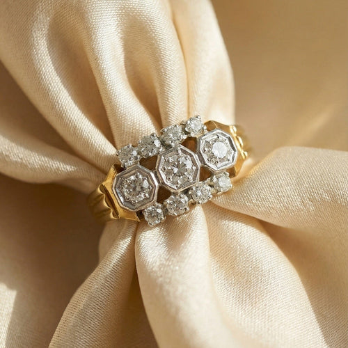 Bague 60.5 Bague vintage Art déco en or 14 carats et diamants 0,70 ct 58 Facettes 1815