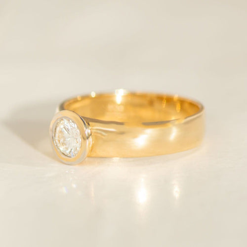 Bague 55 Solitär-Ring - Bague en or jaune 14K diamant 0,52 ct 58 Facettes HJ250199
