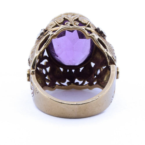 Bague 48 Bague vintage en or 18 kt, améthyste et diamants 58 Facettes AN522 '(0799)