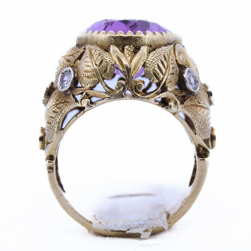 Bague 48 Bague vintage en or 18 kt, améthyste et diamants 58 Facettes AN522 '(0799)