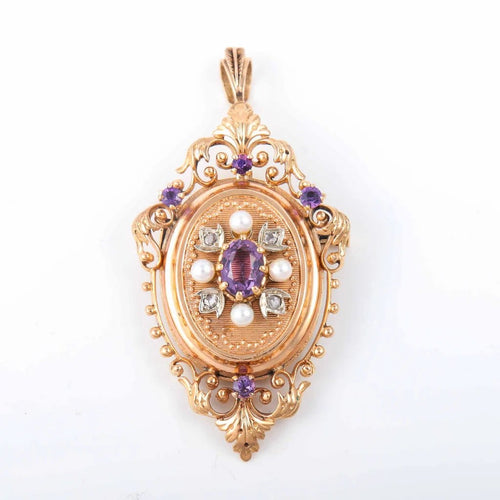 Pendentif Broche/pendentif améthyste et diamants 58 Facettes