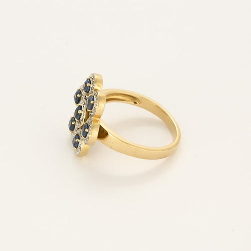 Bague 56 Bague er jaune et or blanc, diamants et saphirs 58 Facettes B260068