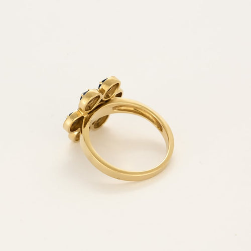 Bague 56 Bague er jaune et or blanc, diamants et saphirs 58 Facettes B260068