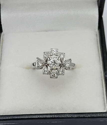 Bague 49 Bague Art déco en platine sertie de diamants 58 Facettes VALOIR/527