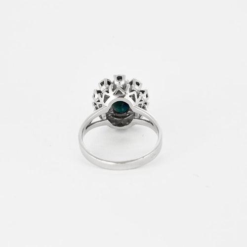 Bague 48 Bague marguerite or blanc, saphir 1,69ct et diamants 58 Facettes GU205