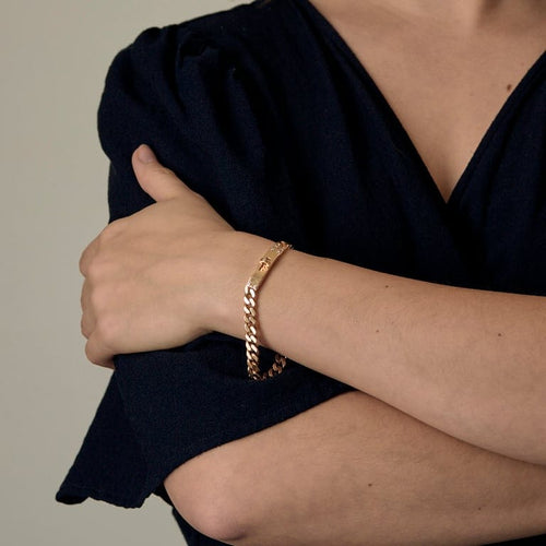 Bracelet Hermès Kelly - Bracelet gourmette en or rose 750 serti de diamants 58 Facettes LP1376/