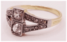 Bague 50 Art déco - Bague en platine et or 18 carats avec diamants 58 Facettes ring 35