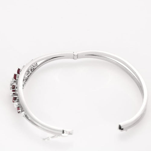Bracelet Bracelet jonc ouvrant rubis et diamants en or blanc 750 58 Facettes LP1345/