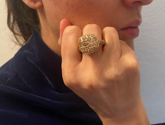 Bague 55 Nudo Assoluto - Bague en or rose et or blanc 18K diamants bruns 58 Facettes AZ-FOVA-PAC2026O6000DBR
