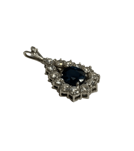 Pendentif Pendentif en or blanc 18K avec saphir et diamants 58 Facettes 190307