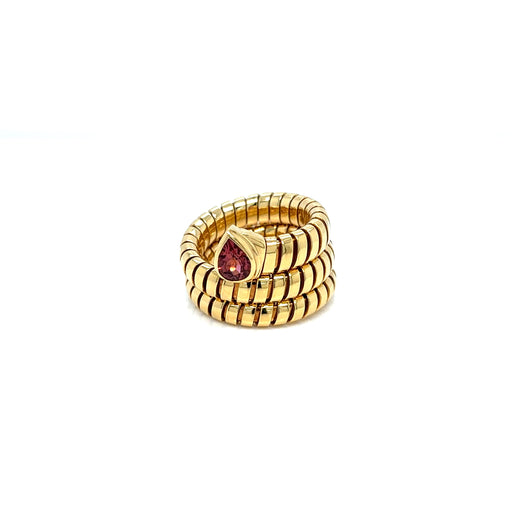 Bague 52 Bulgari Tubogas Serpenti - Bague 3 rangs en or jaune 18k et tourmaline 58 Facettes